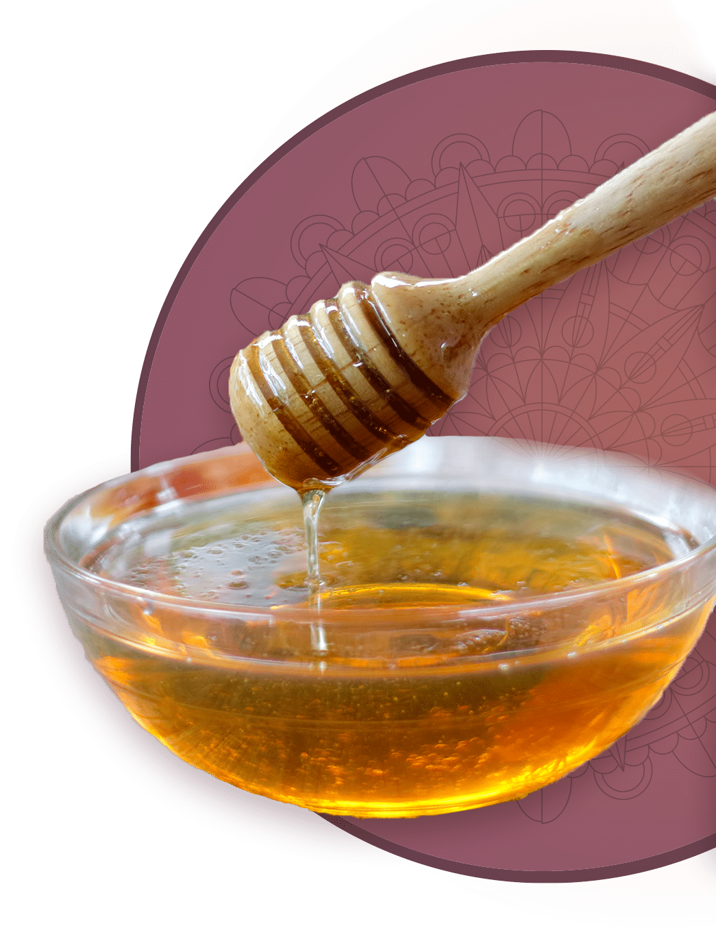 Honig in Glasschüssel mit Honiglöffel - Feine Tees -Goldschmiede und Teehandel Lauterbach
